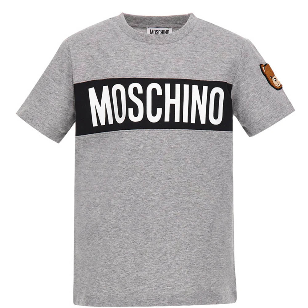 Moschino Boys Logo Print T-shirt in Grey