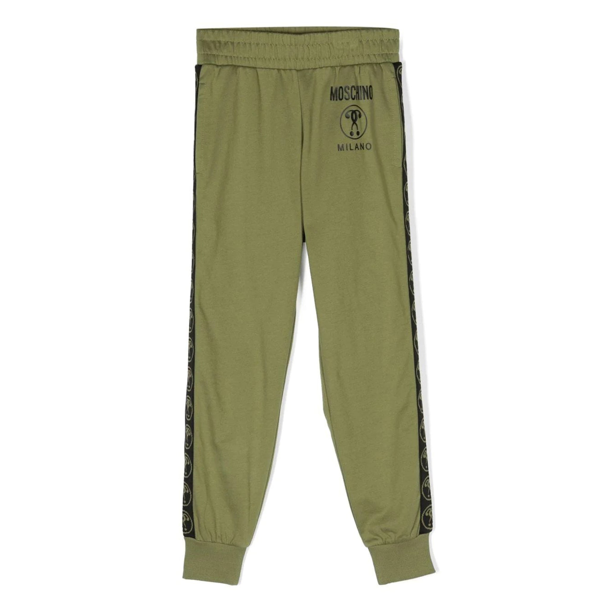 Moschino Boys Tape Logo Joggers in Olive Green