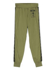 Moschino Boys Tape Logo Joggers in Olive Green
