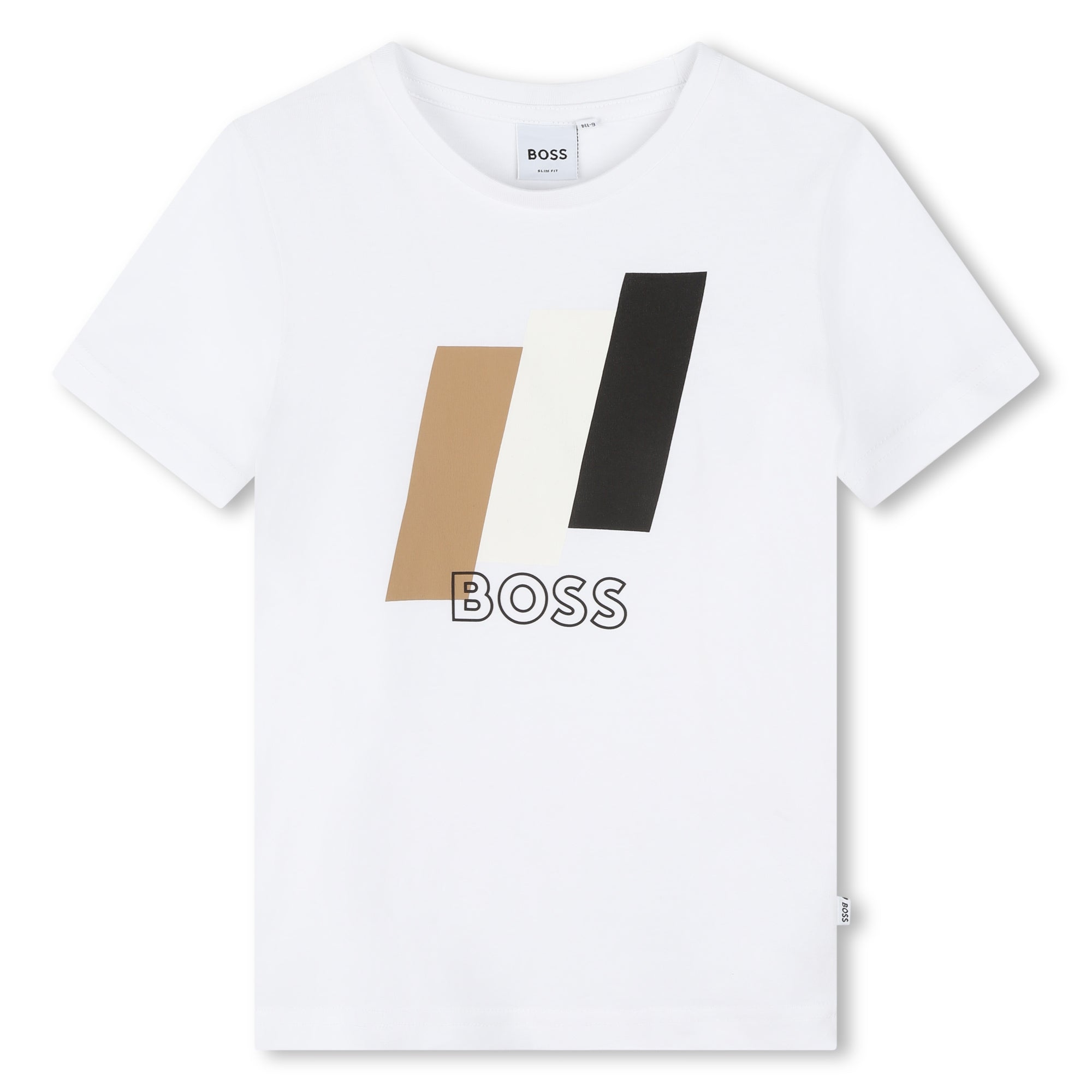 Boss Boys Three Colour Logo T-shirt in White