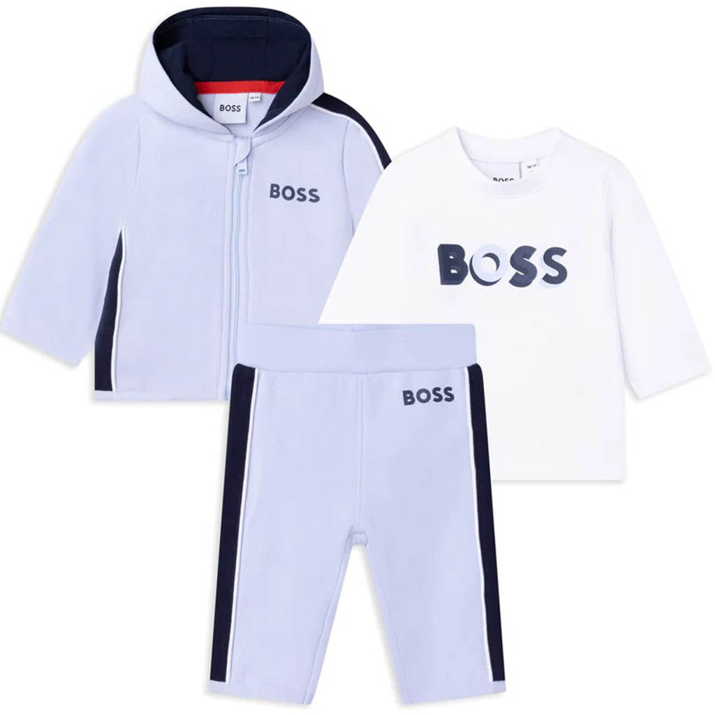 Boss Baby Boys Tracksuit &amp; T-shirt Set in Blue and White