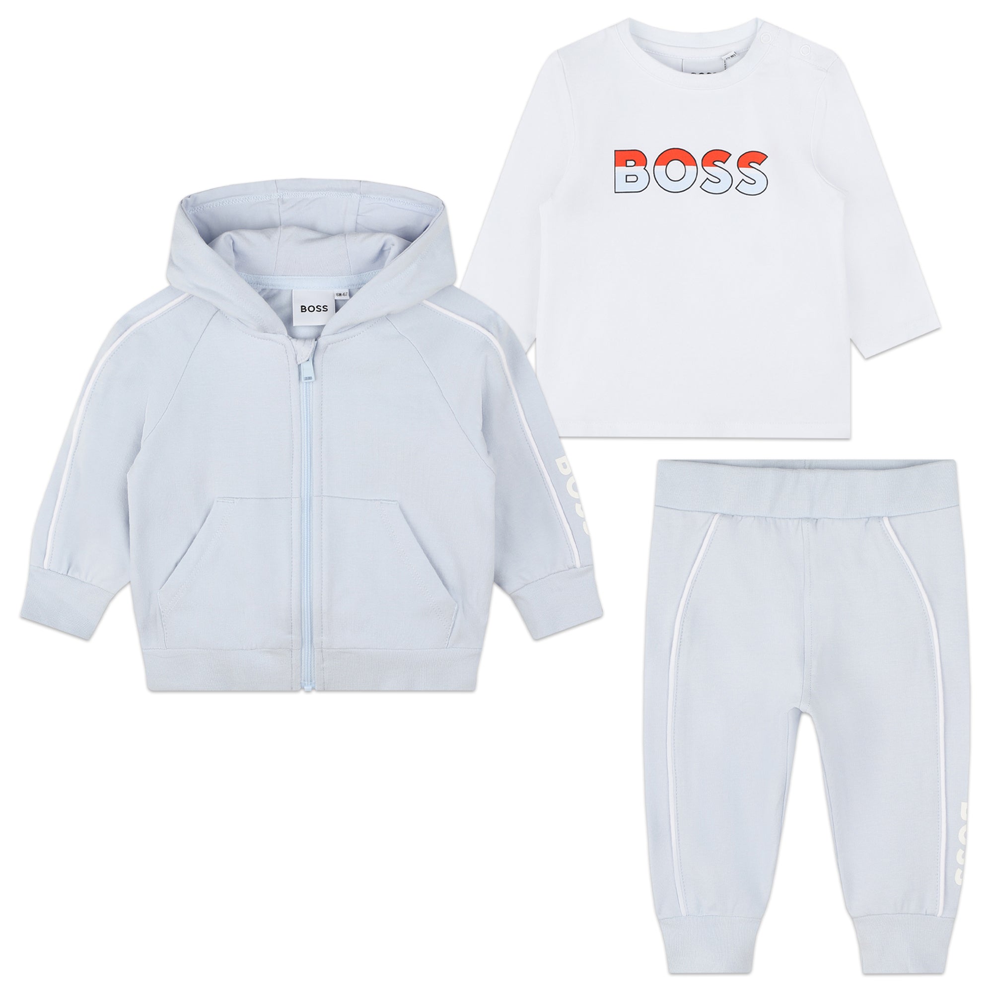 Boss Baby Boys Hoodie, T-shirt and Pants Tracksuit Set in Blue / White