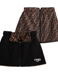Fendi Girls Reversible Black & Monogram Print Skirt