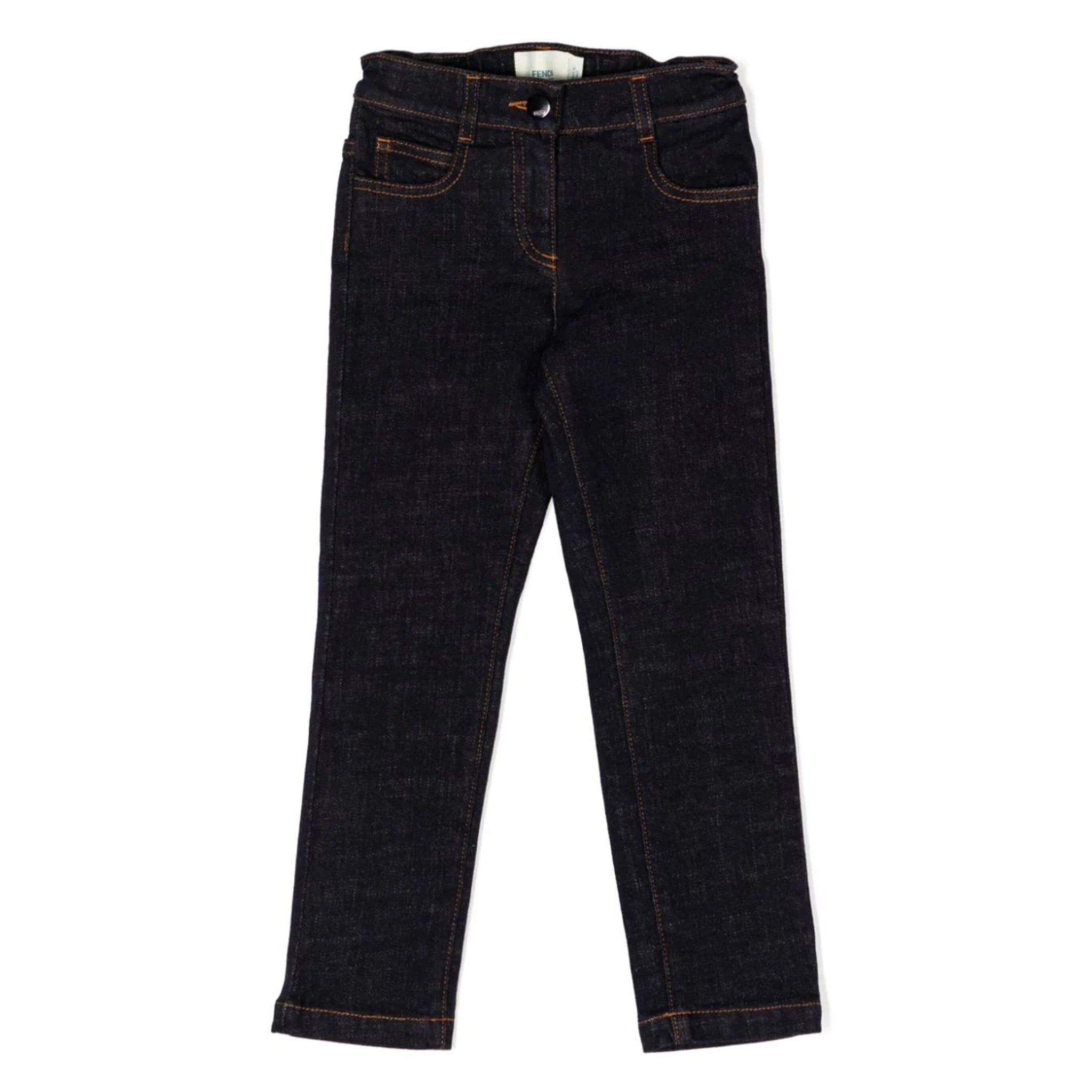 Fendi Kids Unisex Back Logo Print Jeans Navy