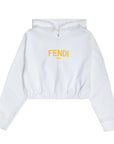 Fendi Girls Hoodie Logo White
