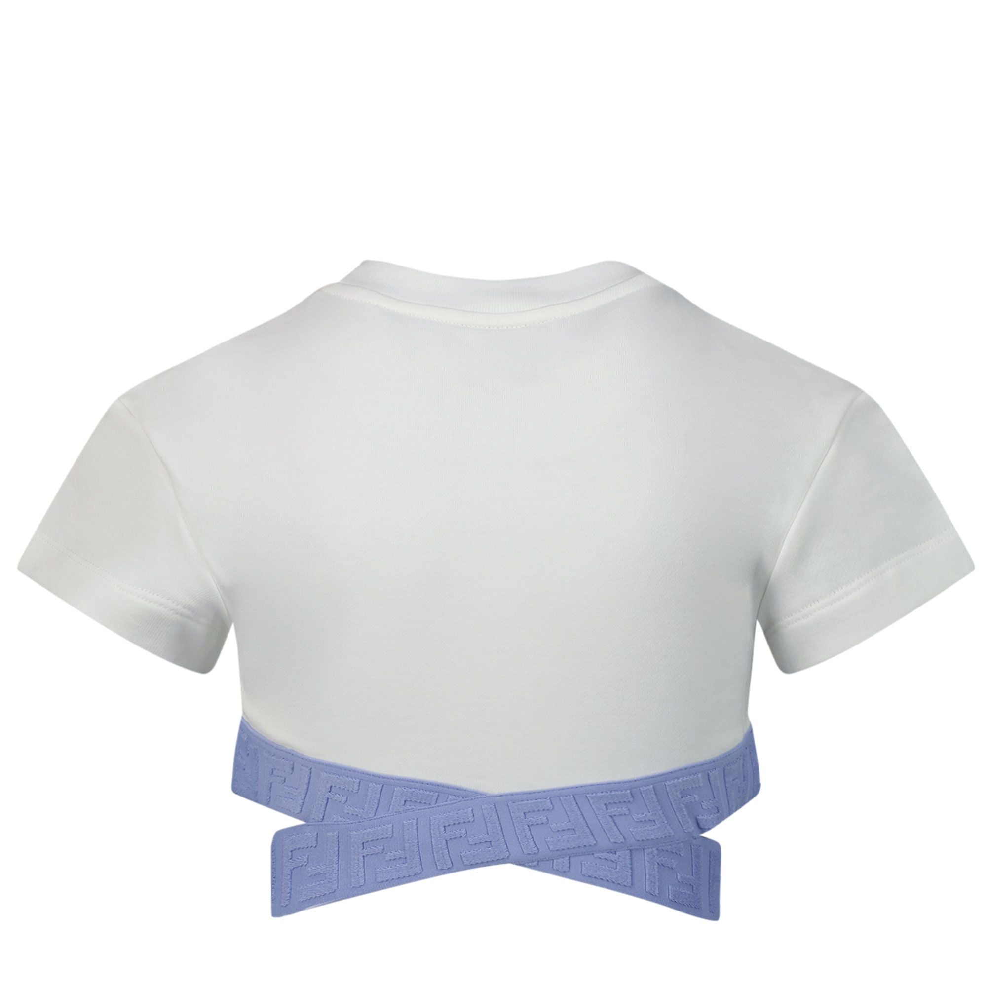 Fendi Girls Crop T-Shirt White