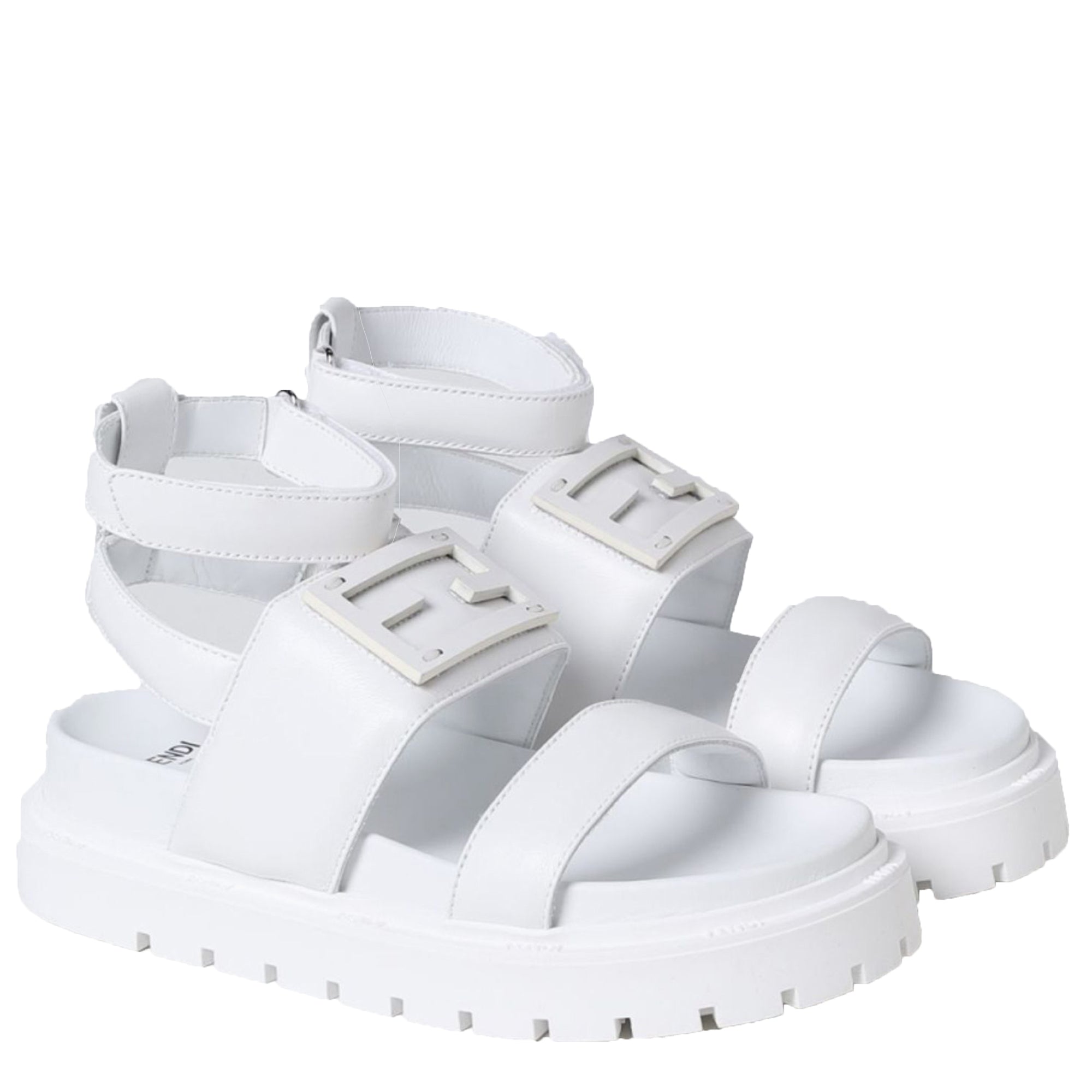 Fendi Girls Sandals FF Logo White