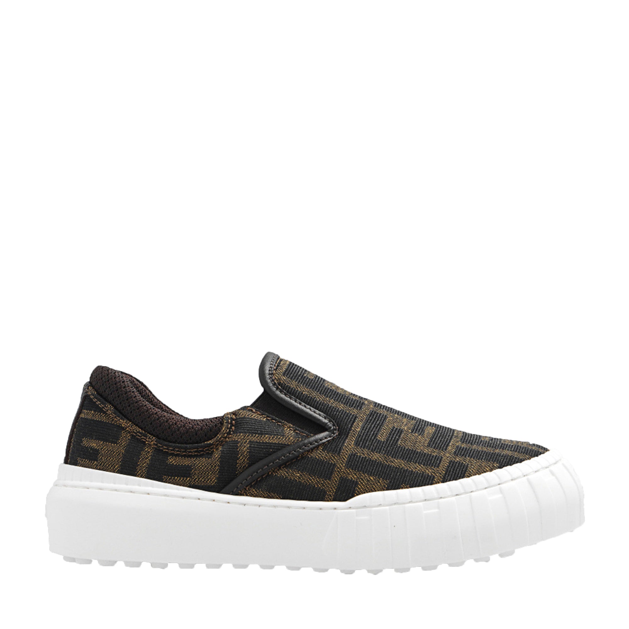 Fendi Unisex FF Logo Slip Ons Brown