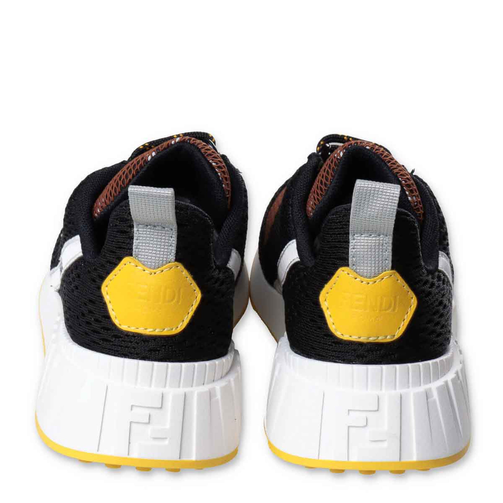 Fendi Boys FF Logo &amp; Mesh Trainers Black