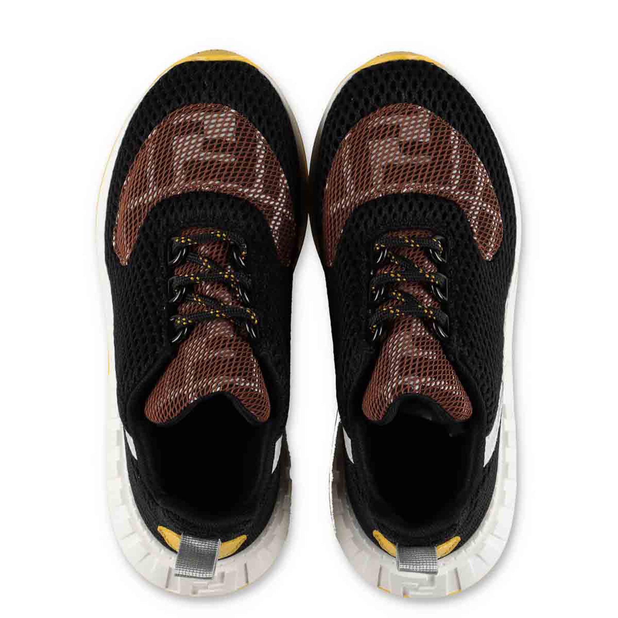 Fendi Boys FF Logo &amp; Mesh Trainers Black