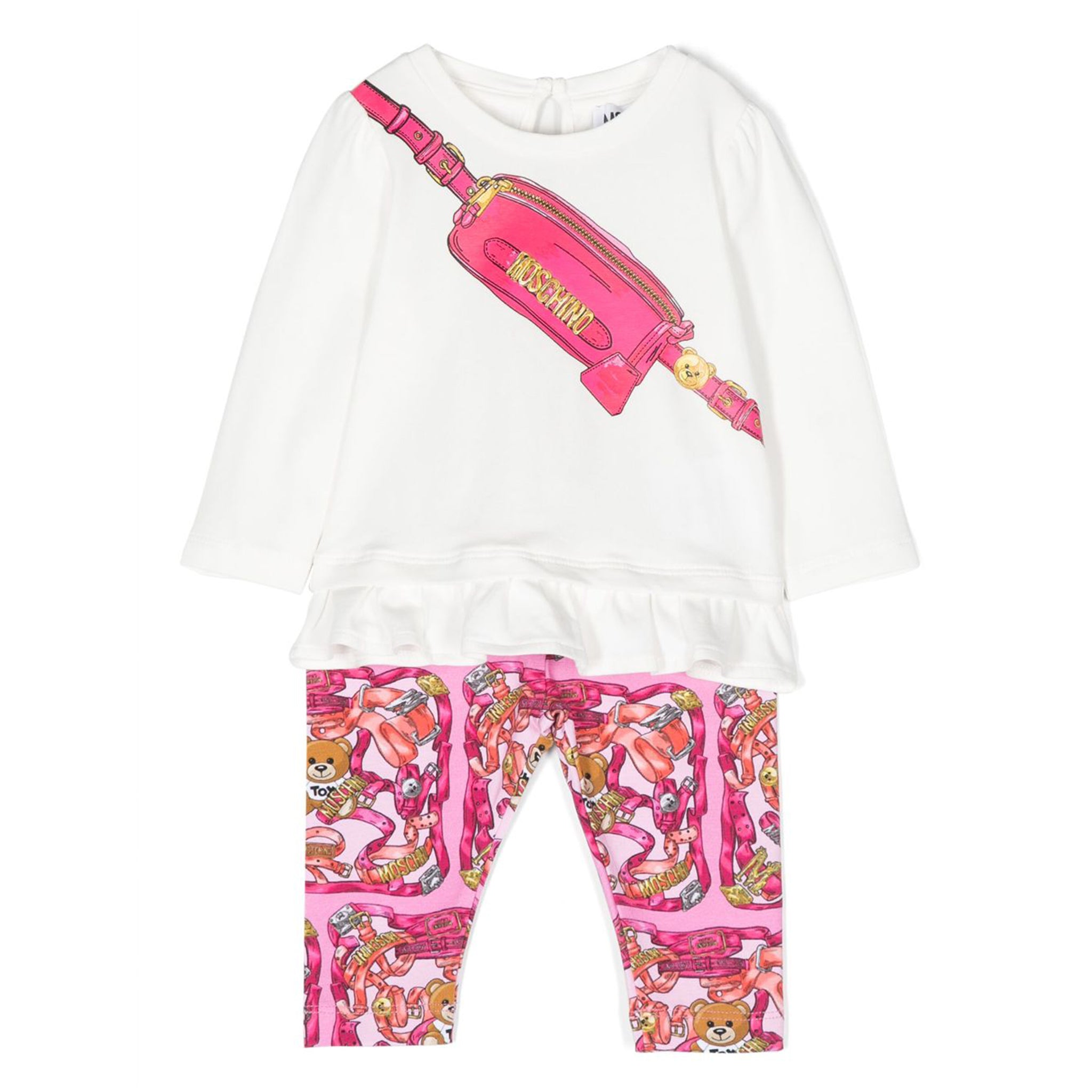Moschino Baby Girls Blouse and Leggings Set in White / Pink