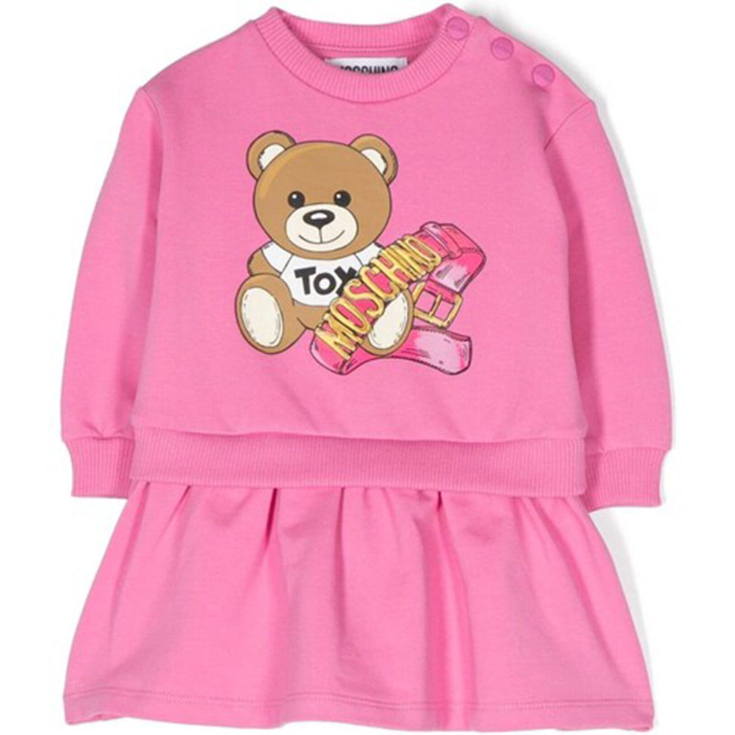 Moschino Baby Girls Teddy Sweater Dress in Pink