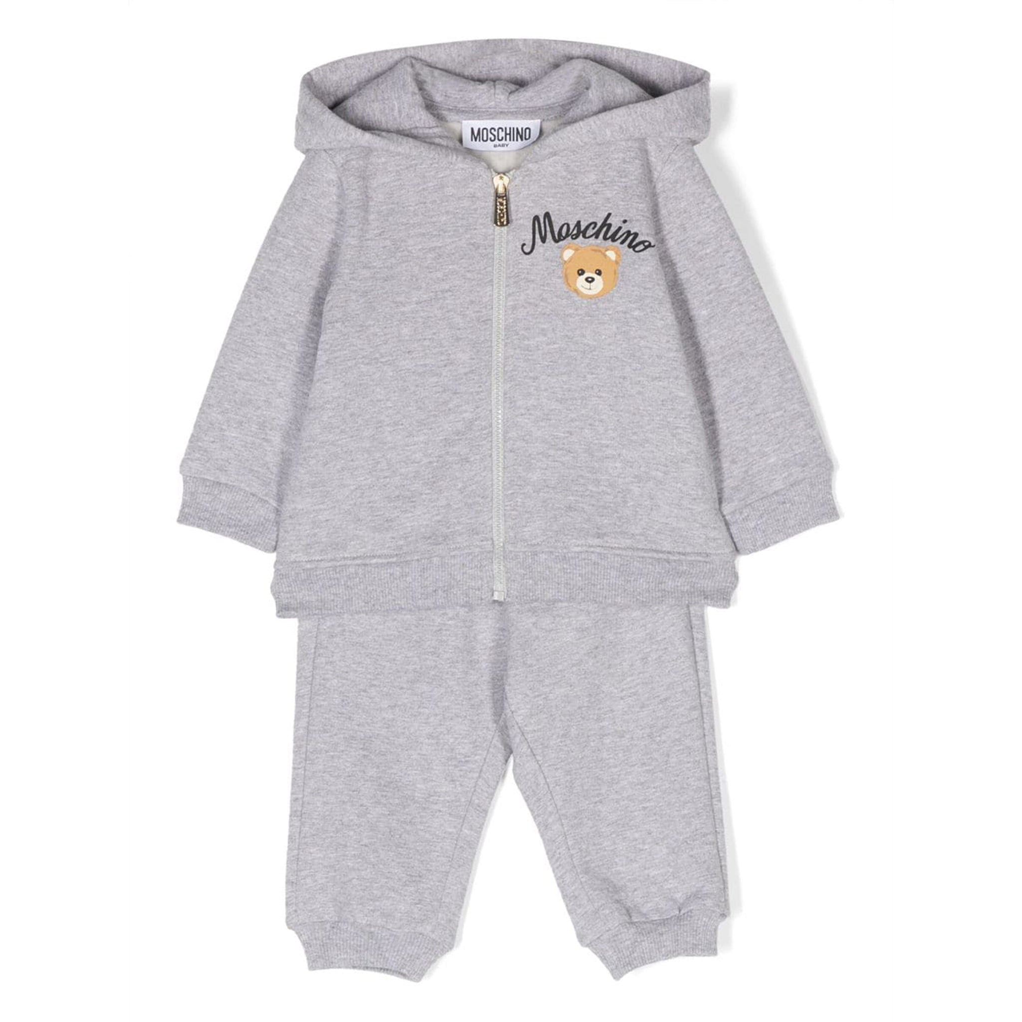 Moschino Baby Unisex Teddy Logo Tracksuit Set in Grey