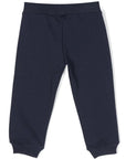 Moschino Baby Boys Logo Print Pants in Navy Blue