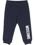 Moschino Baby Boys Logo Print Pants in Navy Blue