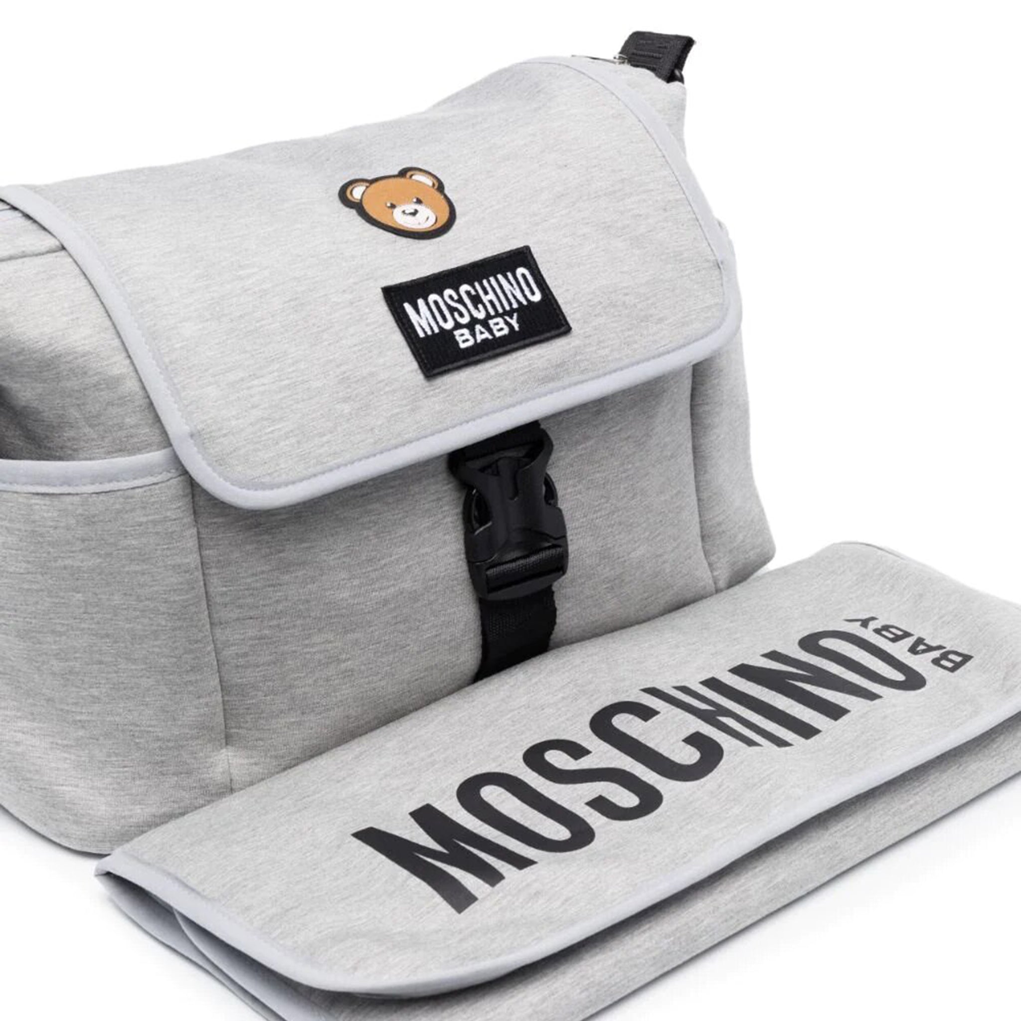 Moschino Unisex Teddy Logo Mothers Changing Bag in Grey