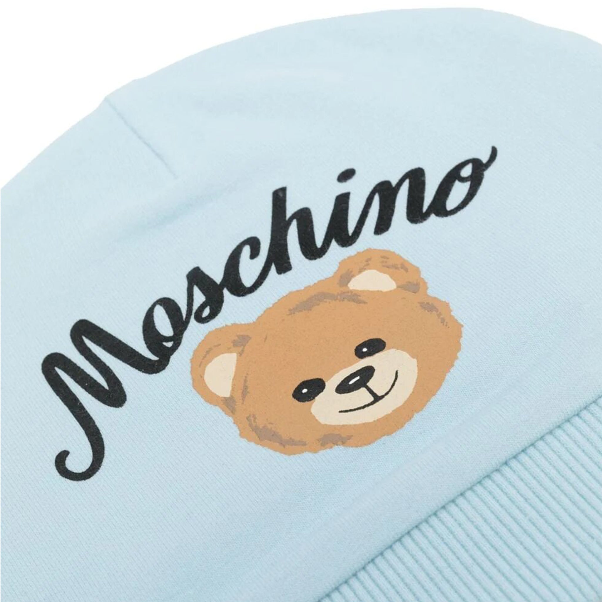 Moschino Baby Unisex Teddy Logo Hat in Blue