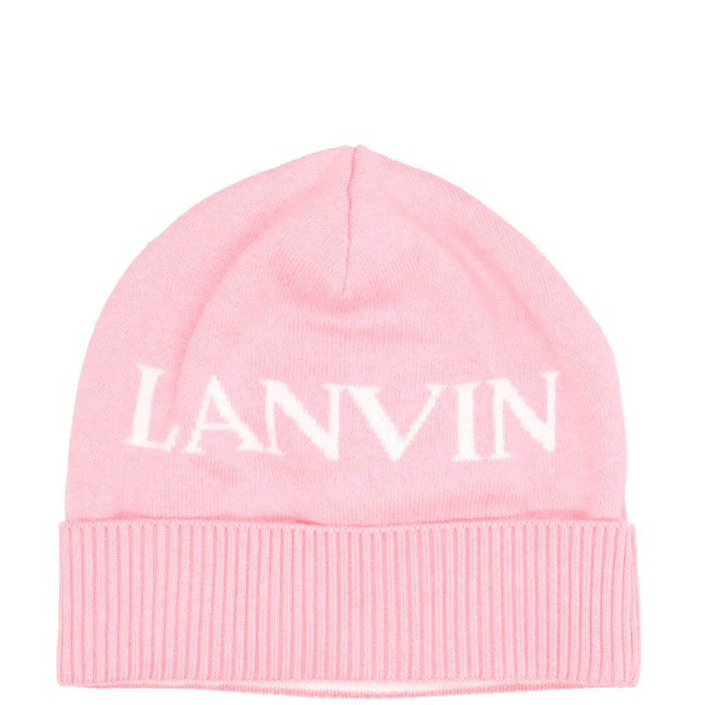 Lanvin Girls Logo Wool Beanie in pink