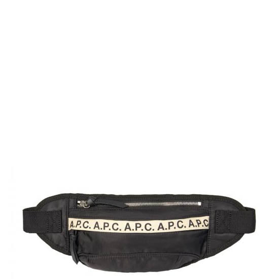 A.P.C Mens Logo Tape Waistbag Black