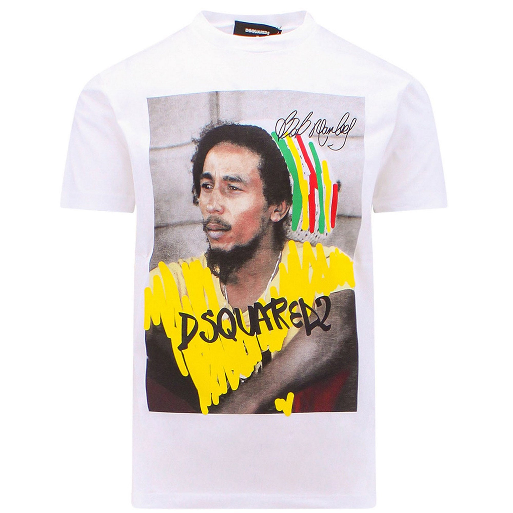 Dsquared2 Mens Bob Marley Print T-shirt White