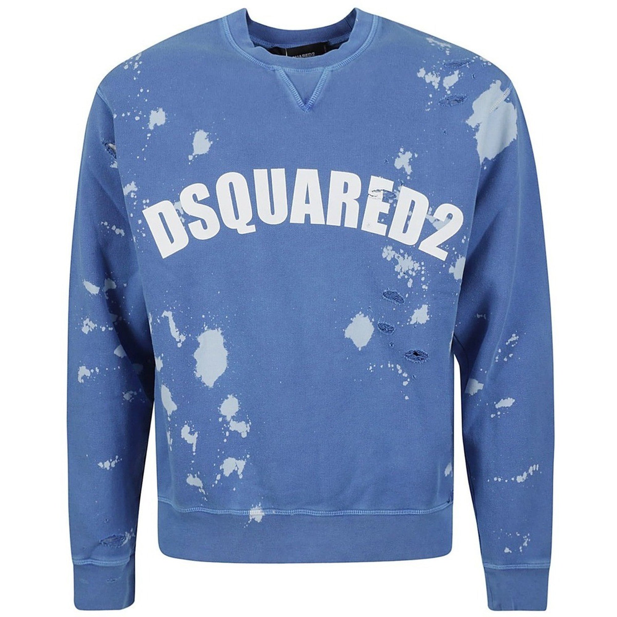 Dsquared2 Mens Logo Cotton Sweatshirt Baja Blue