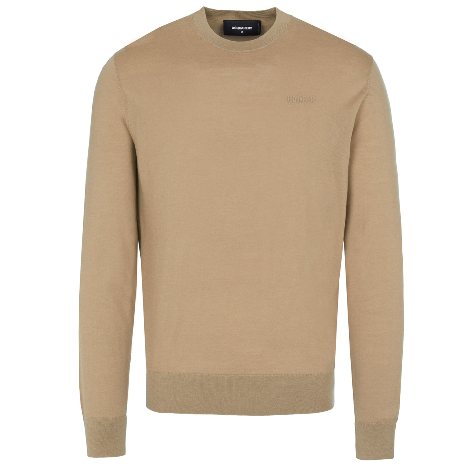 Dsquared2 Mens Neon Roundneck Knit Sweater Beige