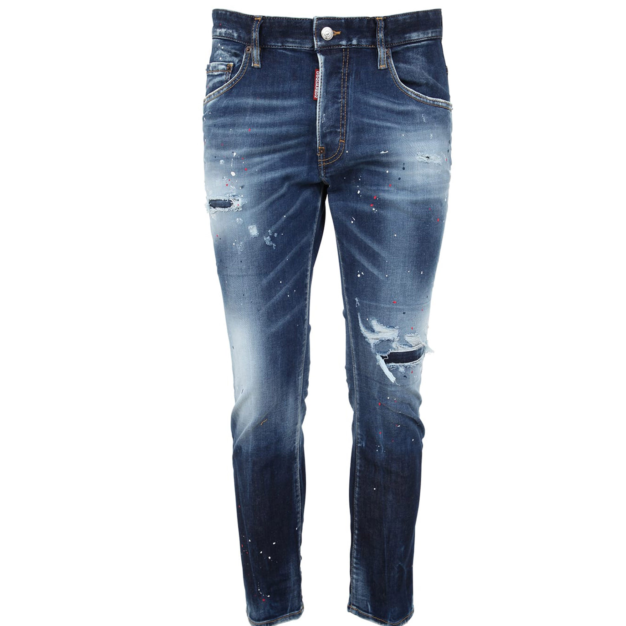 Dsquared2 Mens Washed Skater Jeans Blue