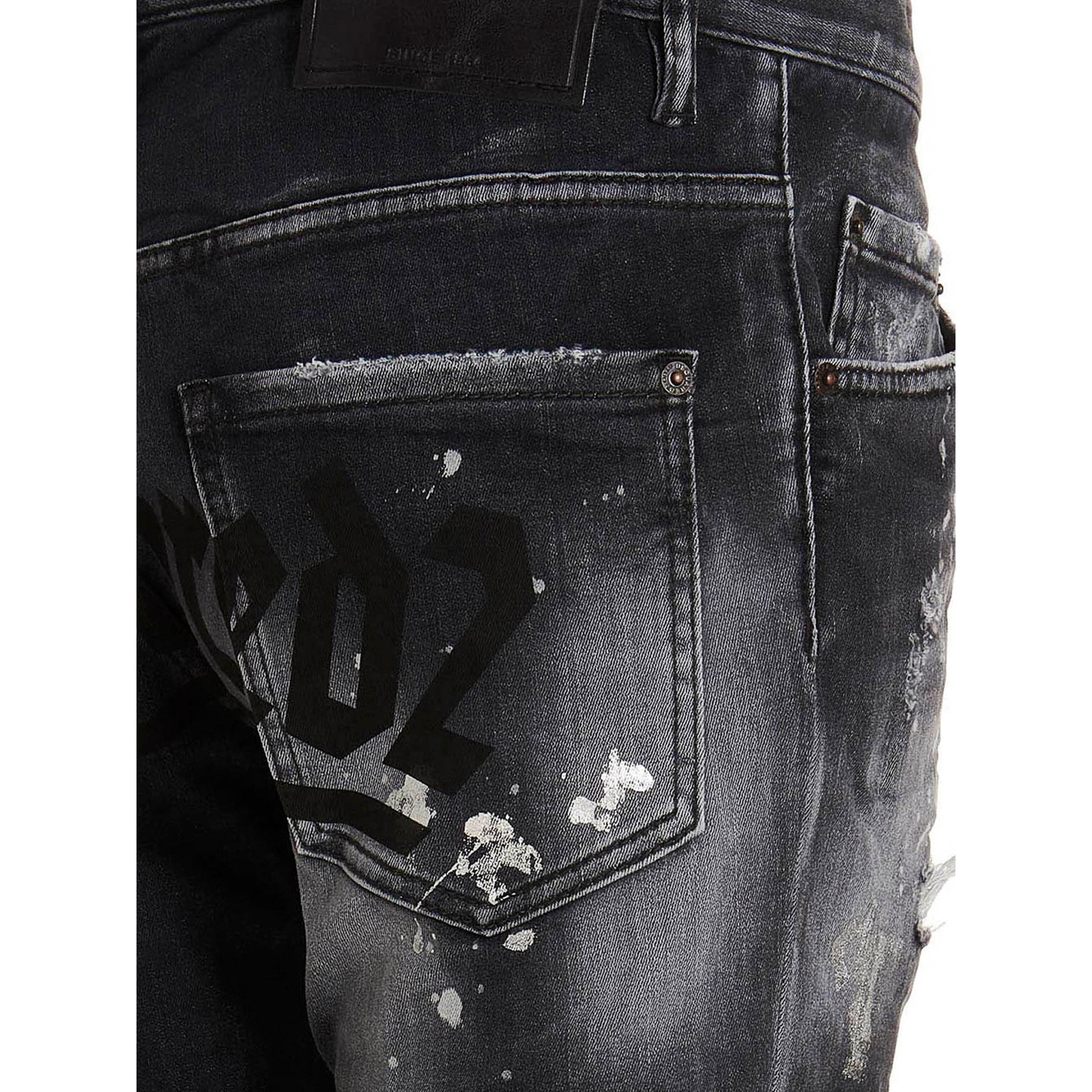 Dsquared2 Mens Washed Skater Jeans Black