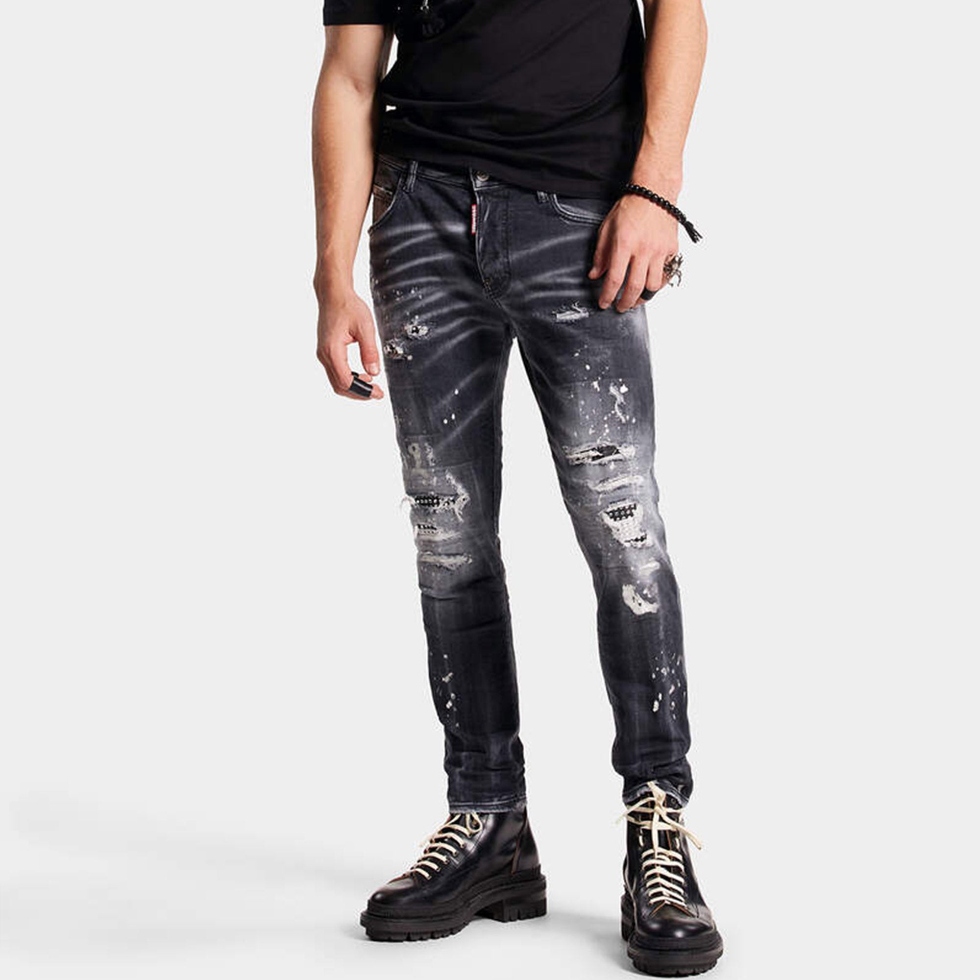 Dsquared2 Mens Washed Skater Jeans Black