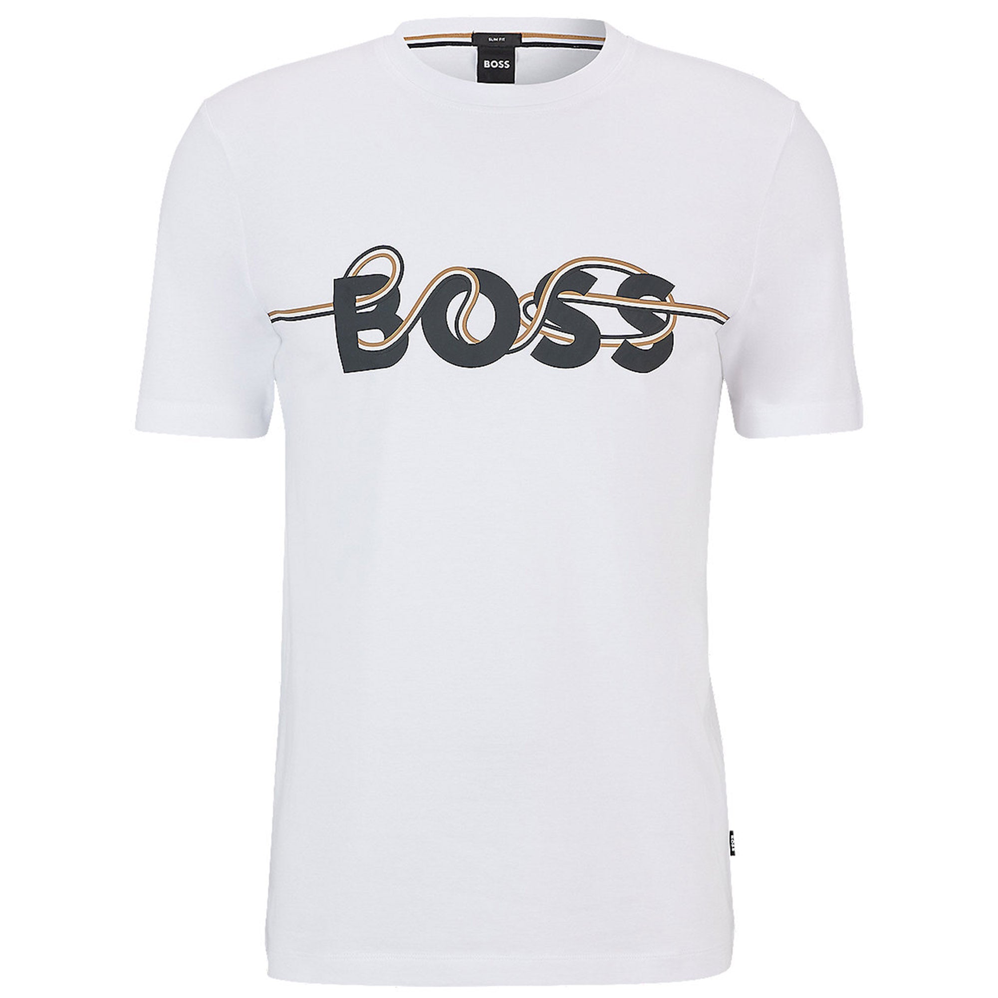 Hugo Boss Mens Noodle Logo T Shirt White