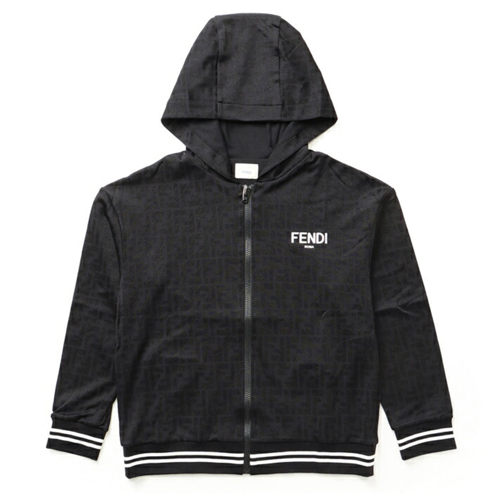 Fendi Boys FF Logo Zip-Up Hoodie Black