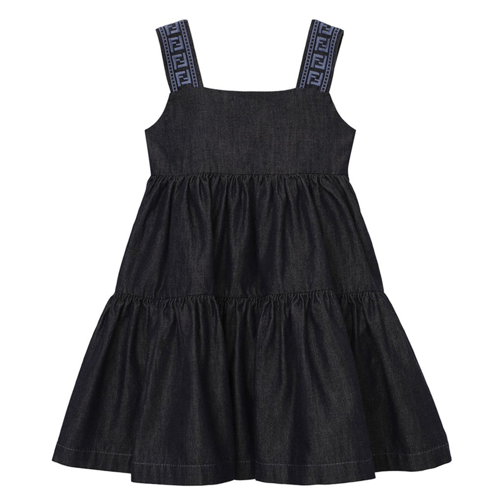 Fendi Baby Girls Plain Denim Dress Navy