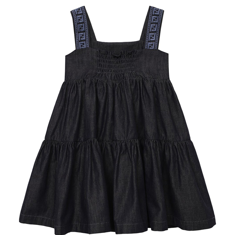 Fendi Baby Girls Plain Denim Dress Navy