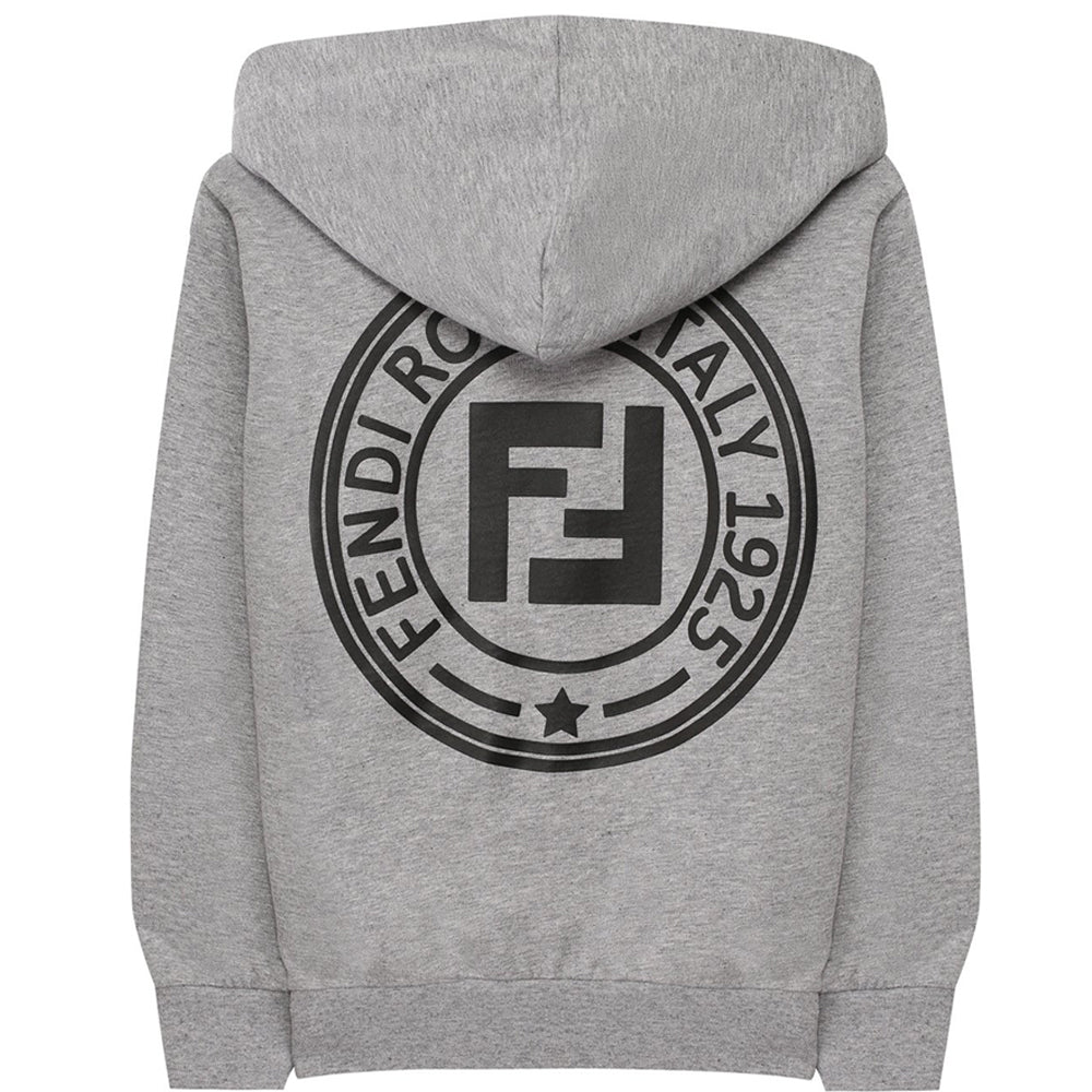 Fendi Boys Reverse Logo Hoodie Grey