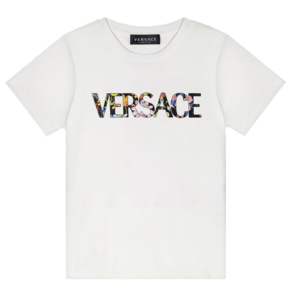 Versace Unisex Floral Logo T Shirt White