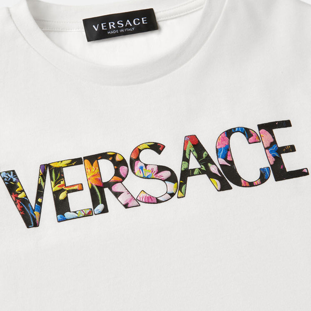 Versace Unisex Floral Logo T Shirt White