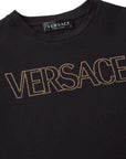 Versace Girls Embroidered Logo T Shirt Black