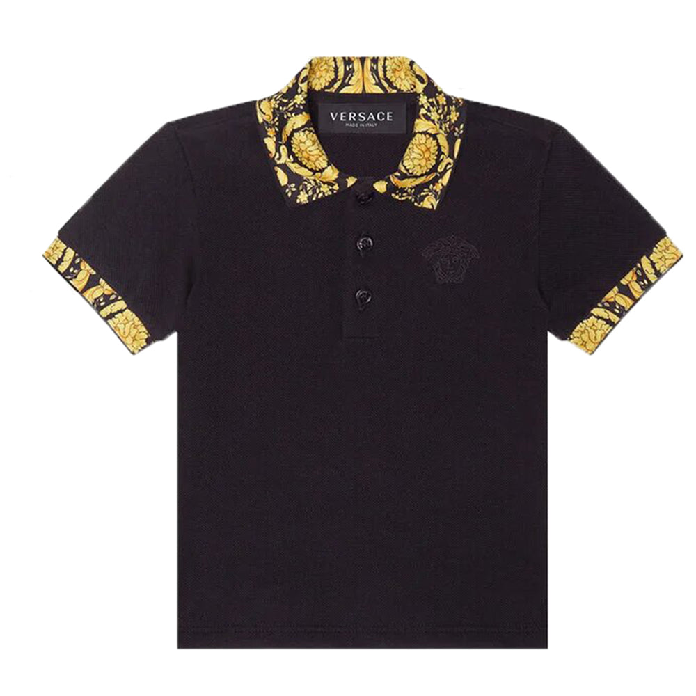 Versace Baby Boys Barocco Polo Shirt Black