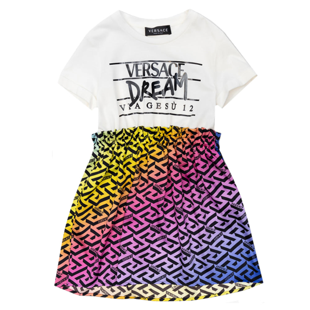 Versace Girls Patterned Dress White