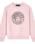 Versace Girls Crystal Medusa Sweater Pink