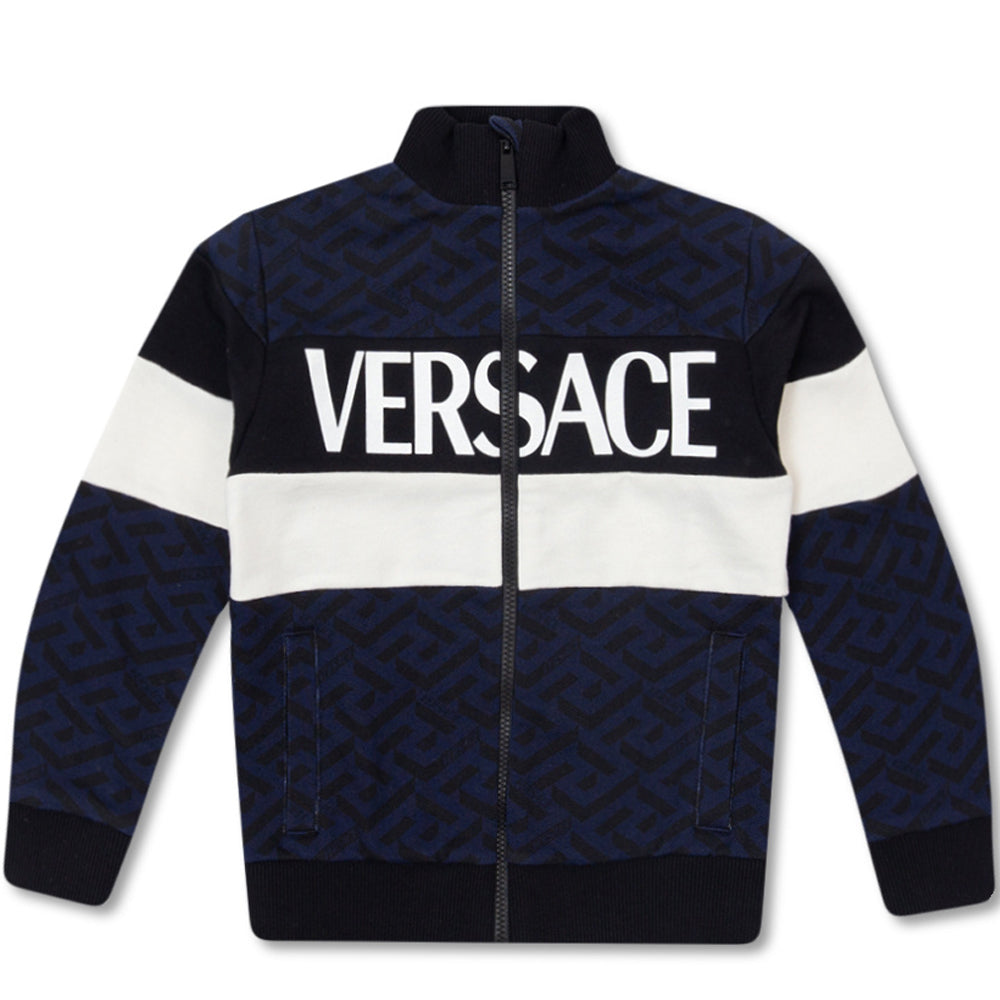 Versace Boys La Greca Cotton Track Jacket Navy