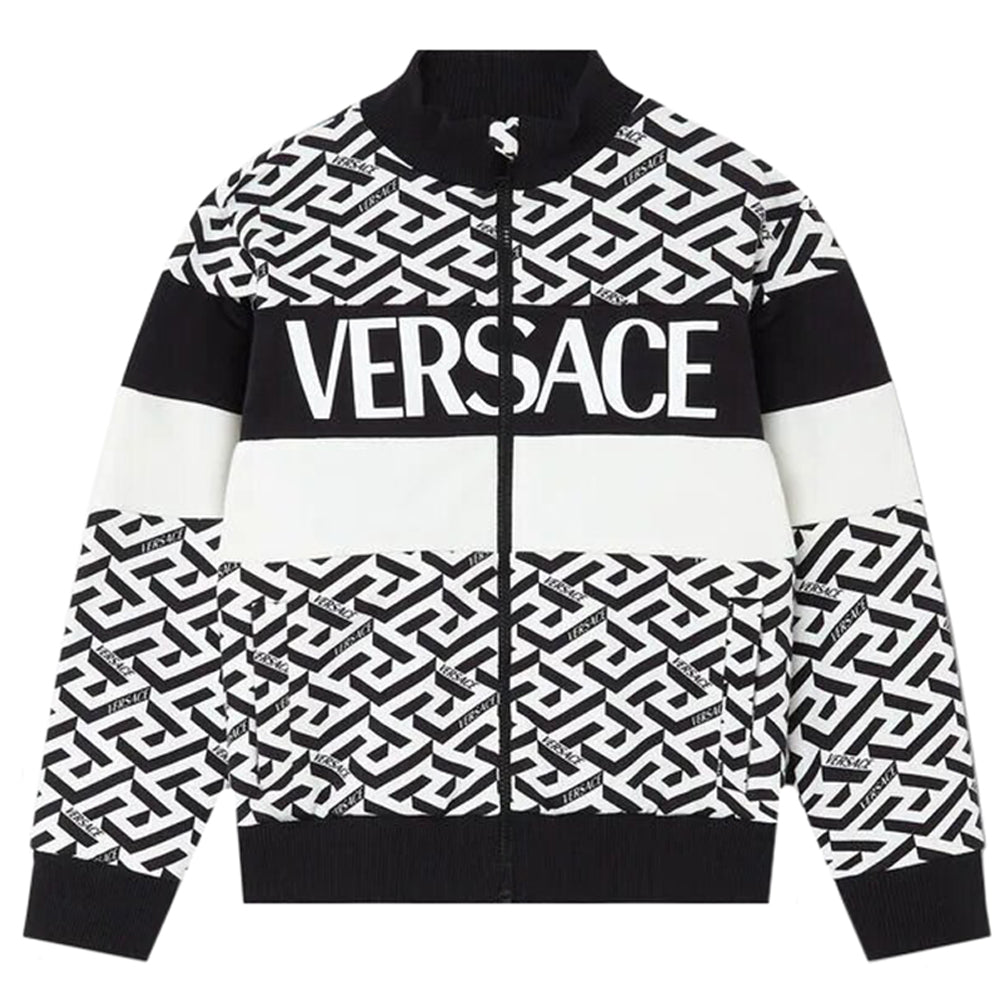 Versace Boys All Over Logo Zip Top Black