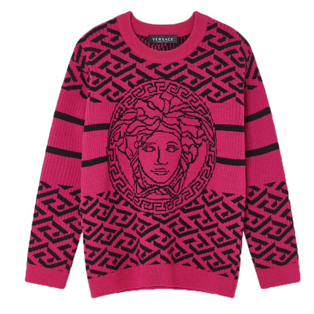 Versace Girls Wool Knitted Medusa Jumper Pink