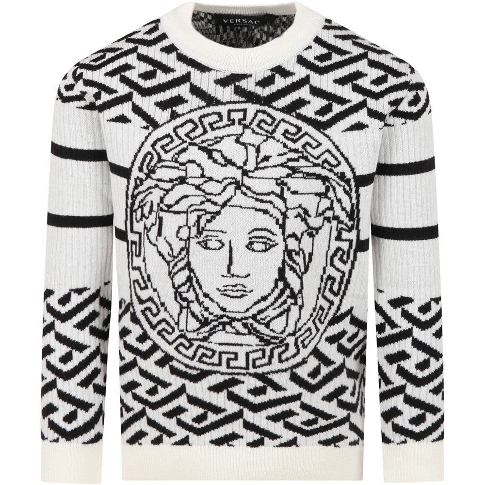 Versace Boys Wool Knitted Medusa Jumper White – Maison Threads