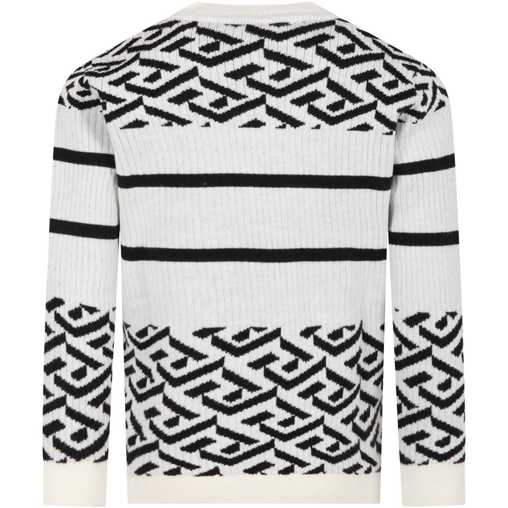 Versace Boys Wool Knitted Medusa Jumper White