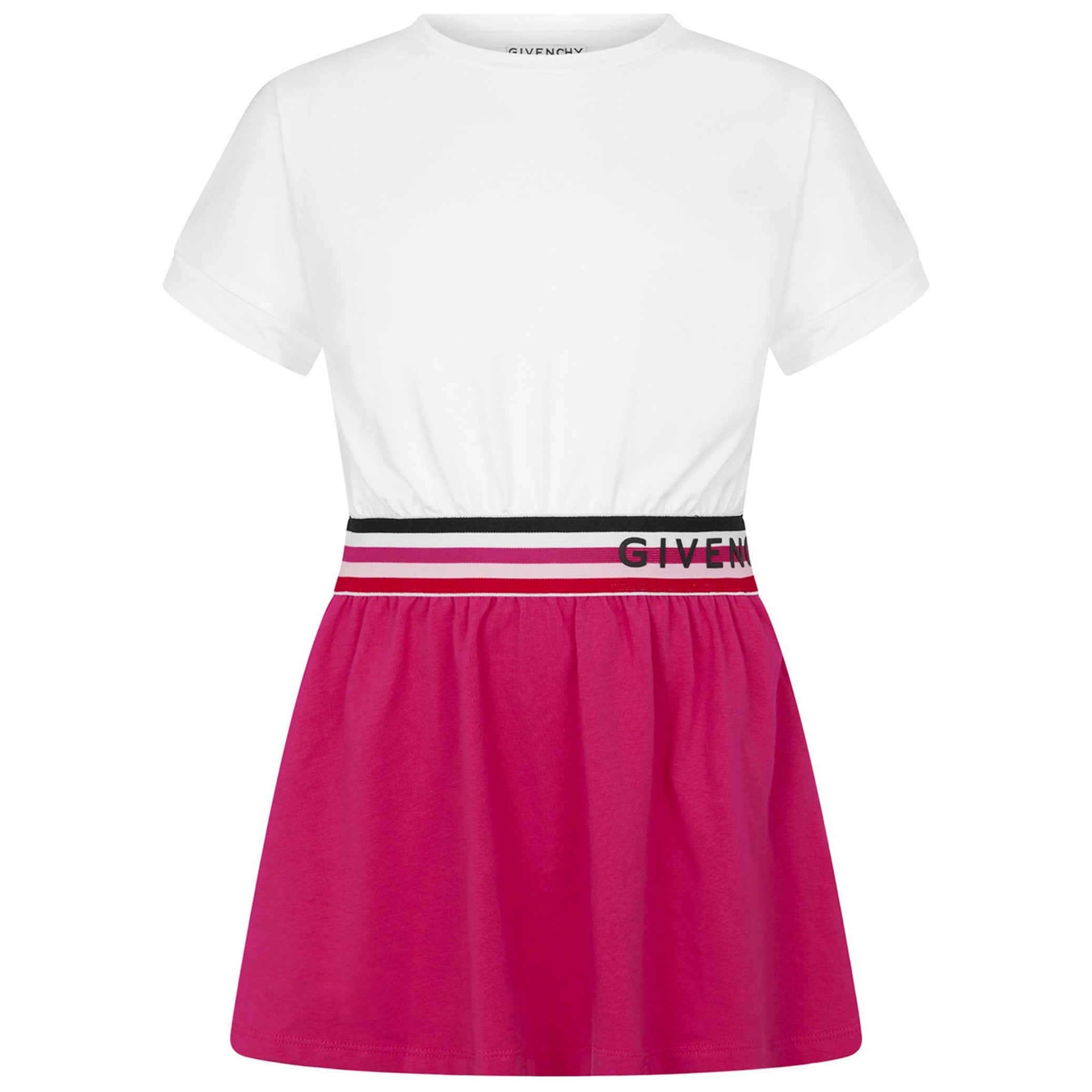 Givenchy Girls Logo Elasticated Waist Dress White