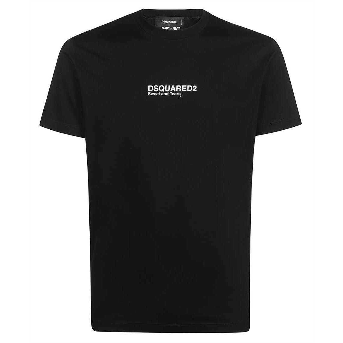 Dsquared2 Men&#39;s Mini Logo &quot;Sweat &amp; Tears&quot; T-Shirt Black