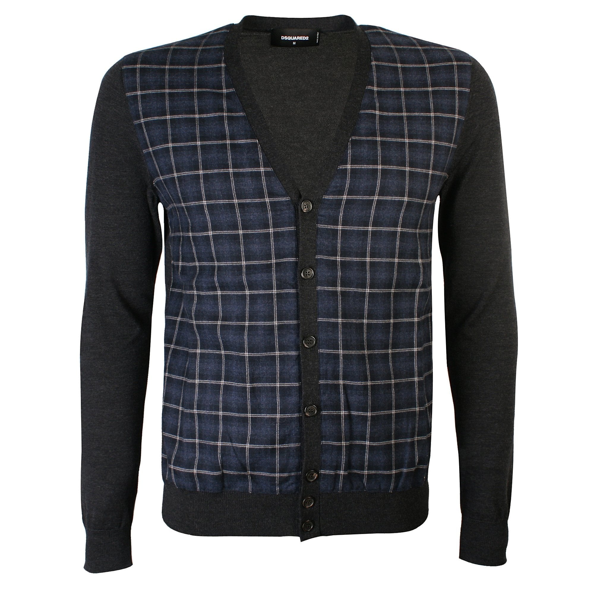 DSquared2 Men&#39;s Checked Cardigan Dark Grey