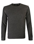 Dsquared2 Men's Knit Pullover With Denim Sleeves Grey