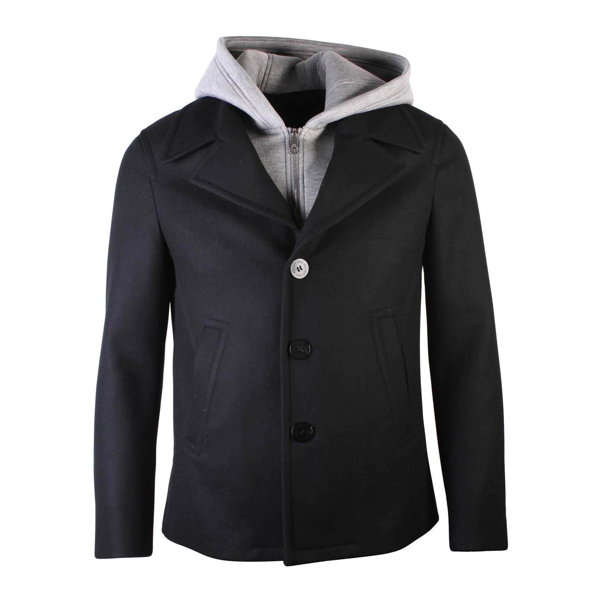 Neil Barrett Men&#39;s Layered Hooded Jacket Black/Grey